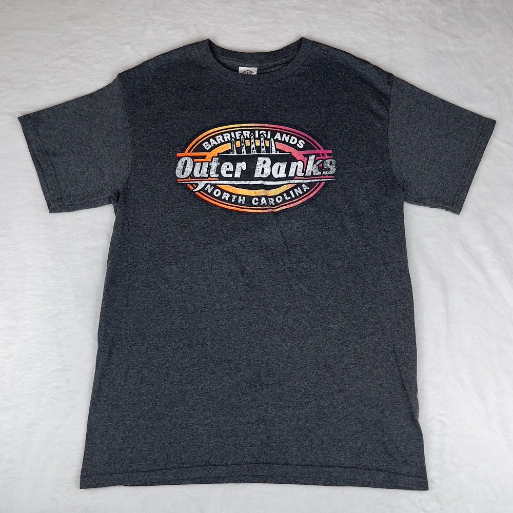 Delta Outer Banks North Carolina T-Shirt Men Medium Gray Barrier Islands Graphic